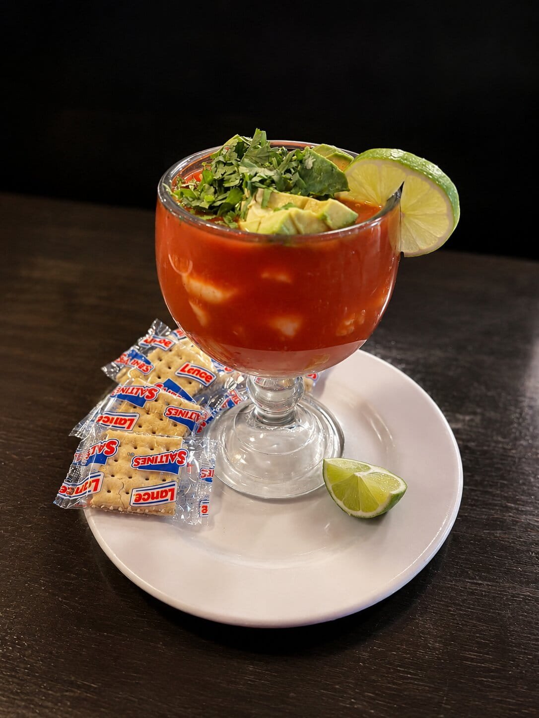 Cóctel de Camarones shrimp cocktail prepared at El Charro Mexican Restaurant