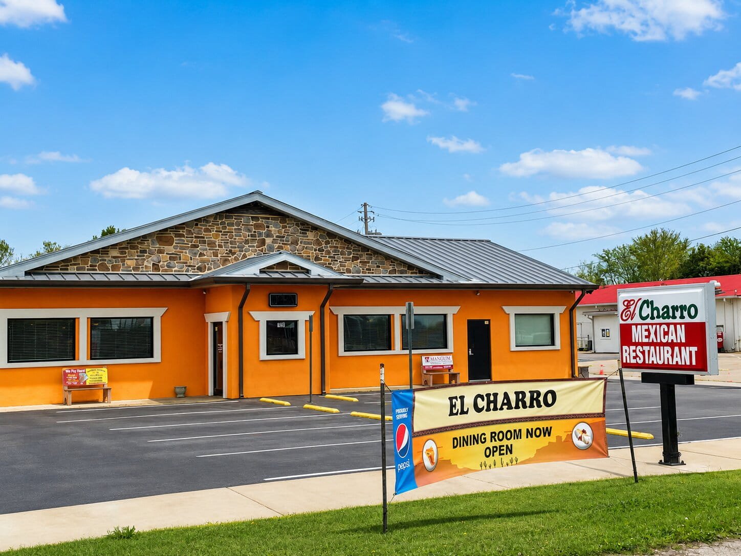 Exterior of El Charro Mexican Restaurant in Benson, North Carolina